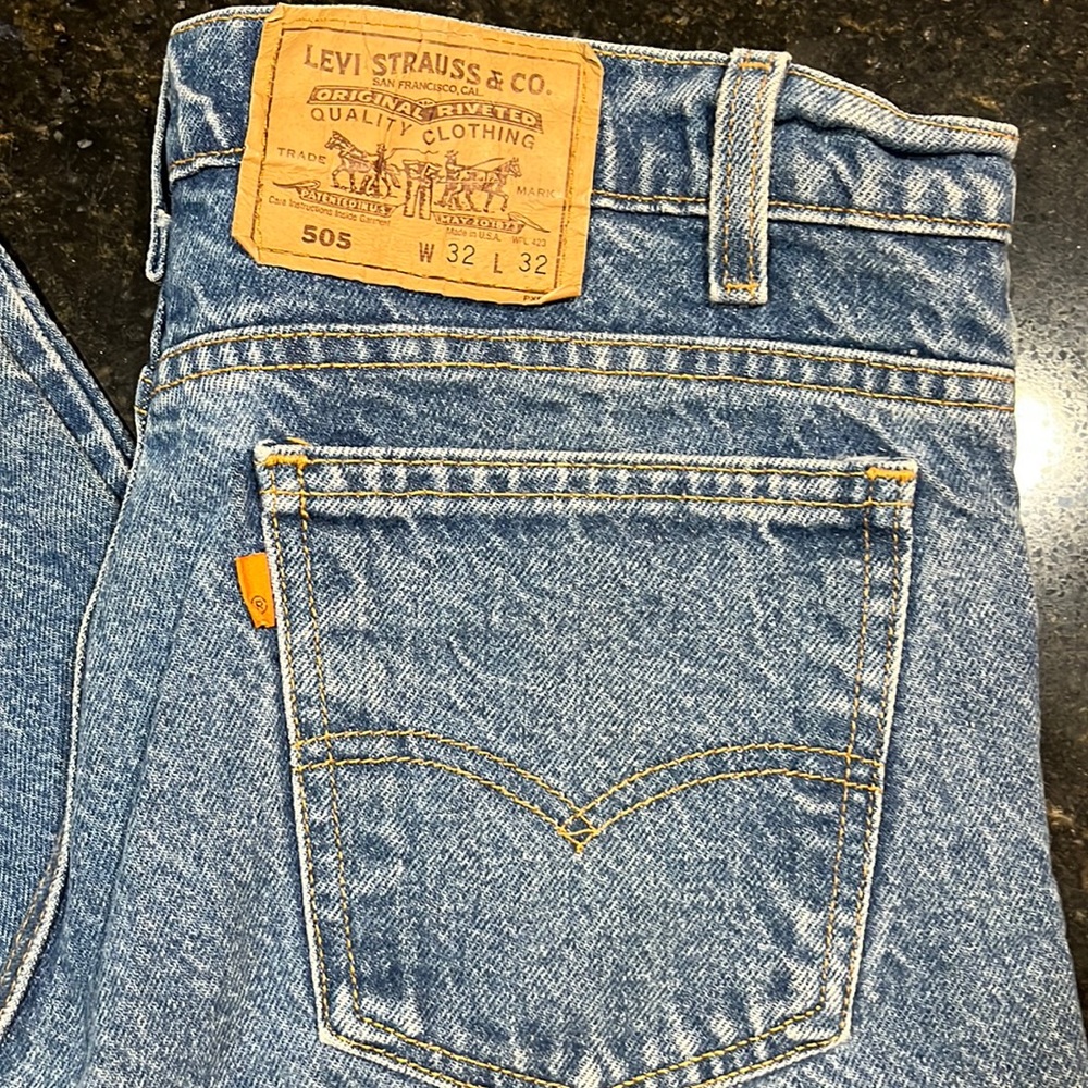 - Vintage Black Bat 1993 USA LEVI 505 JEANS Orange Tag (R) 32/32